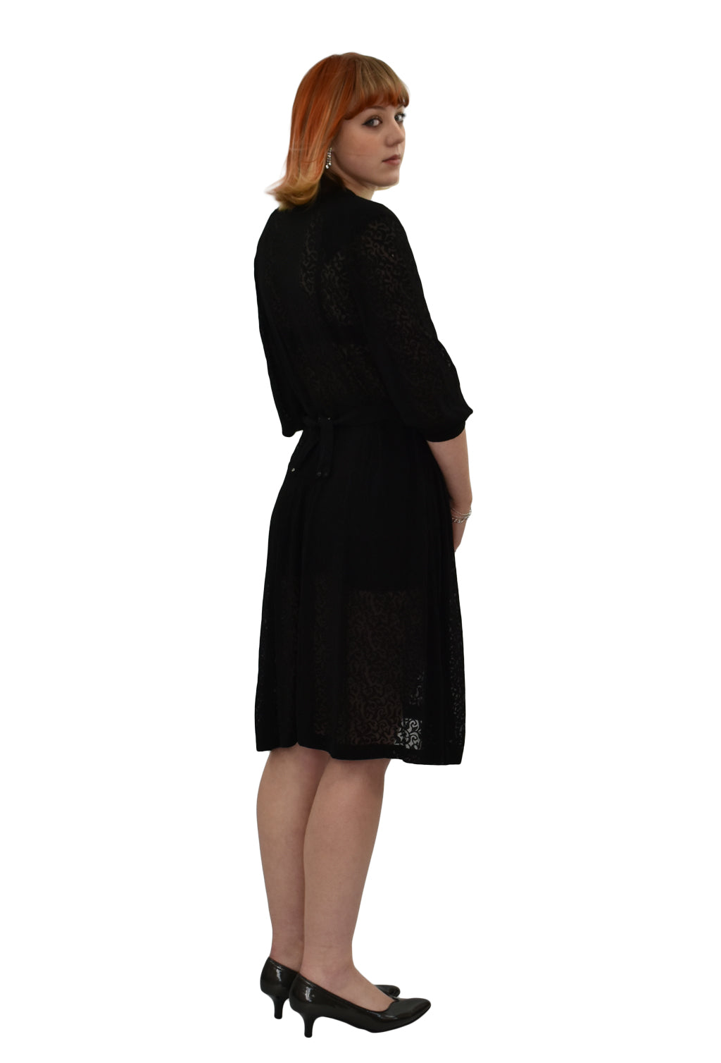1940’s Black Burnout Lace Dress | Vintage
