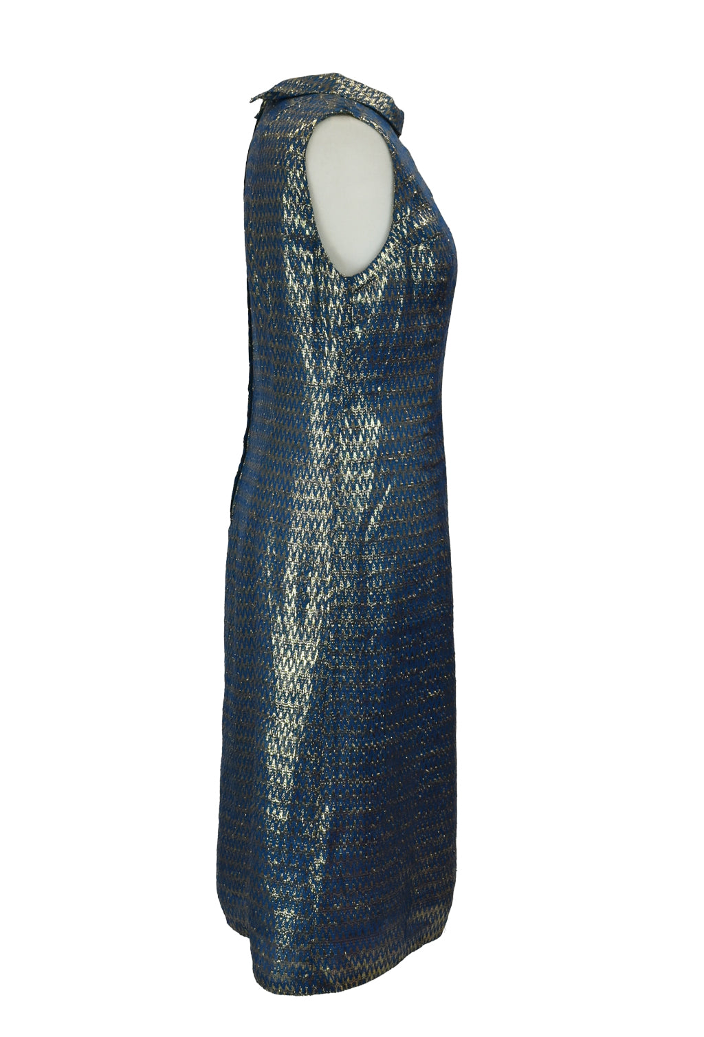 1960’s Blue & Gold Lurex Cocktail Shift Dress | Vintage