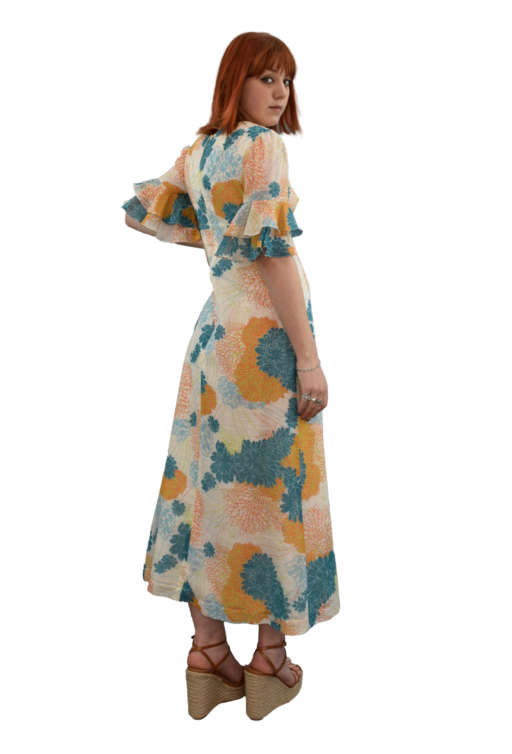 1970's Abstract Floral Dress | Vintage