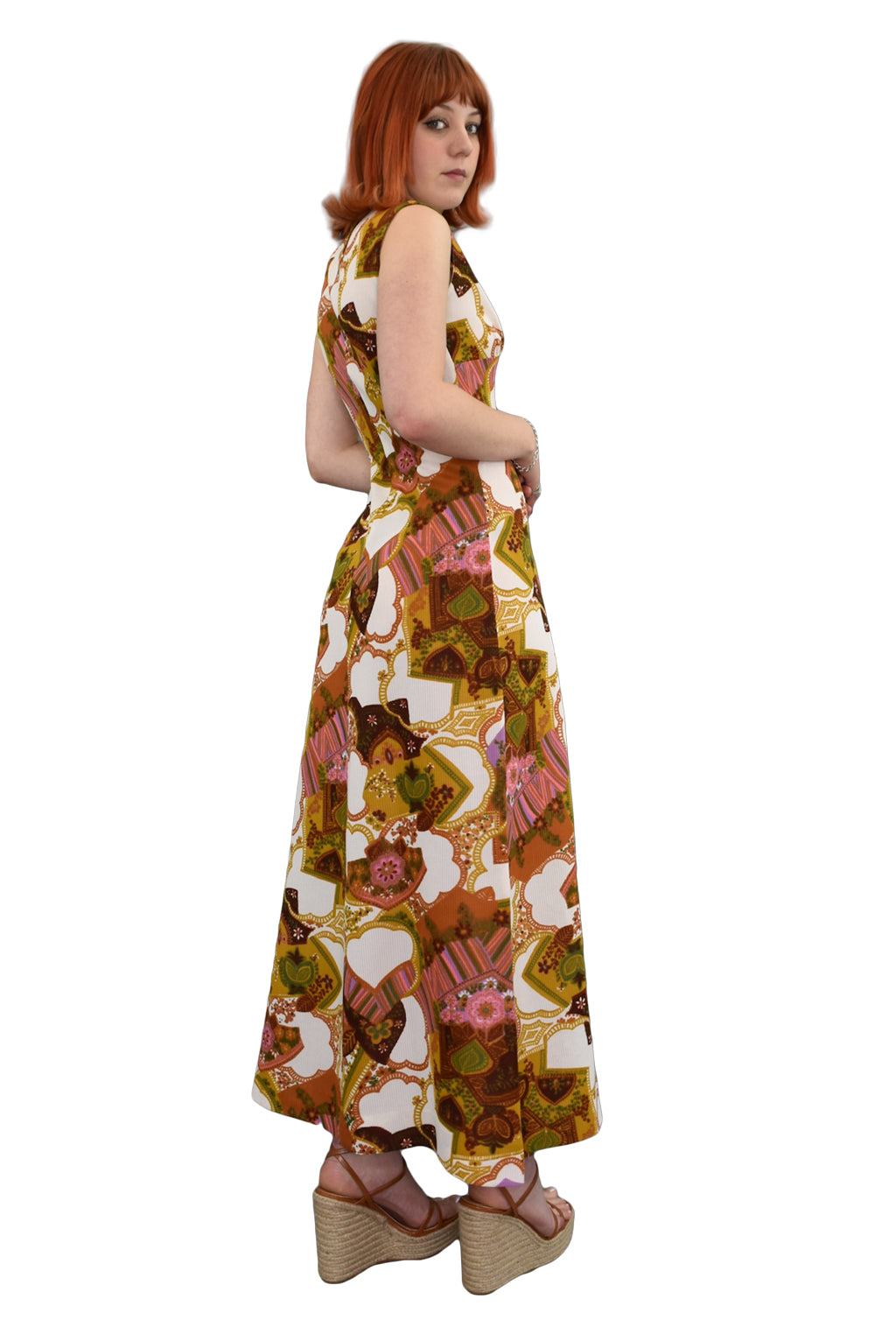 1970’s Abstract Florals Print Maxi Dress | Vintage