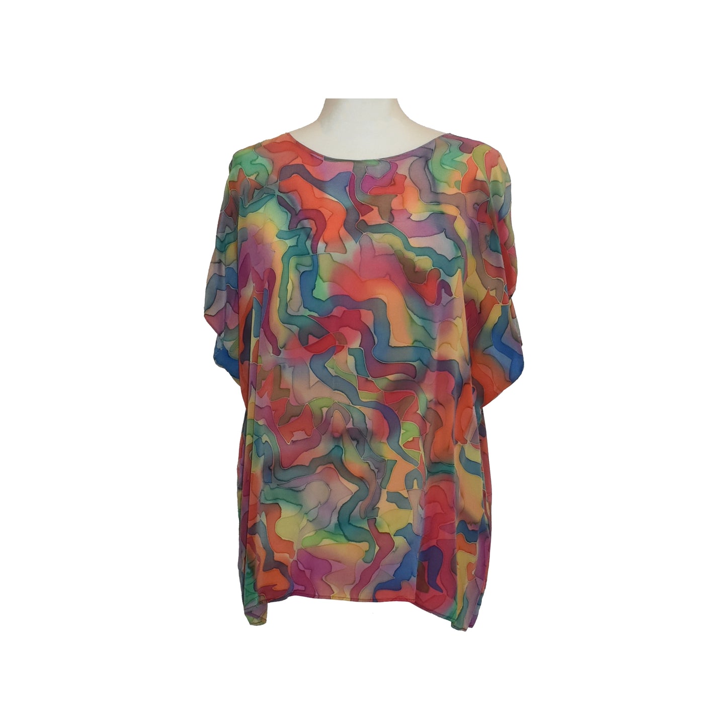1990’s Colourful Squiggle Print Silk Top | Preloved