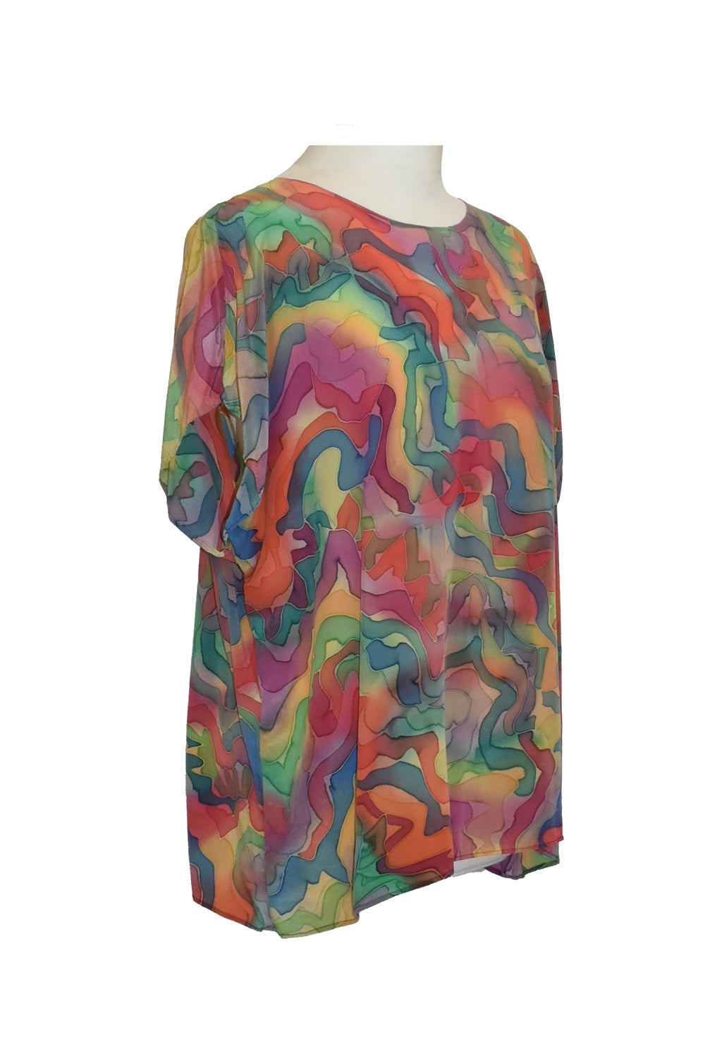 1990’s Colourful Squiggle Print Silk Top | Preloved