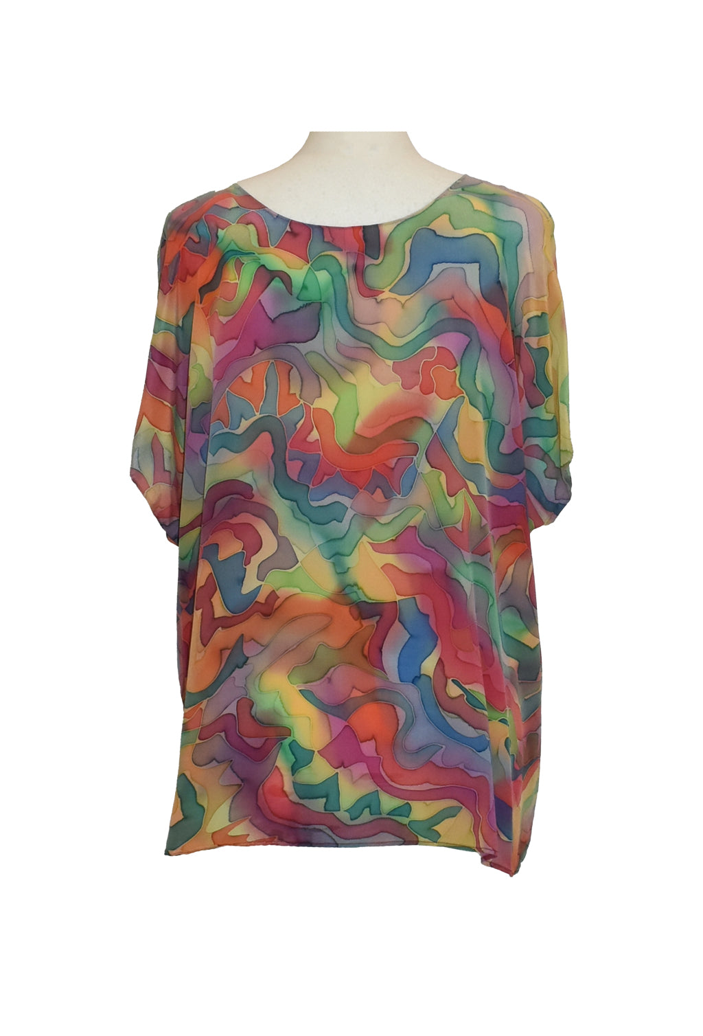 1990’s Colourful Squiggle Print Silk Top | Preloved