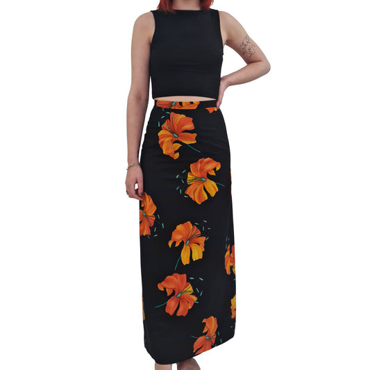 1970's Hibiscus Print Maxi Skirt | Vintage