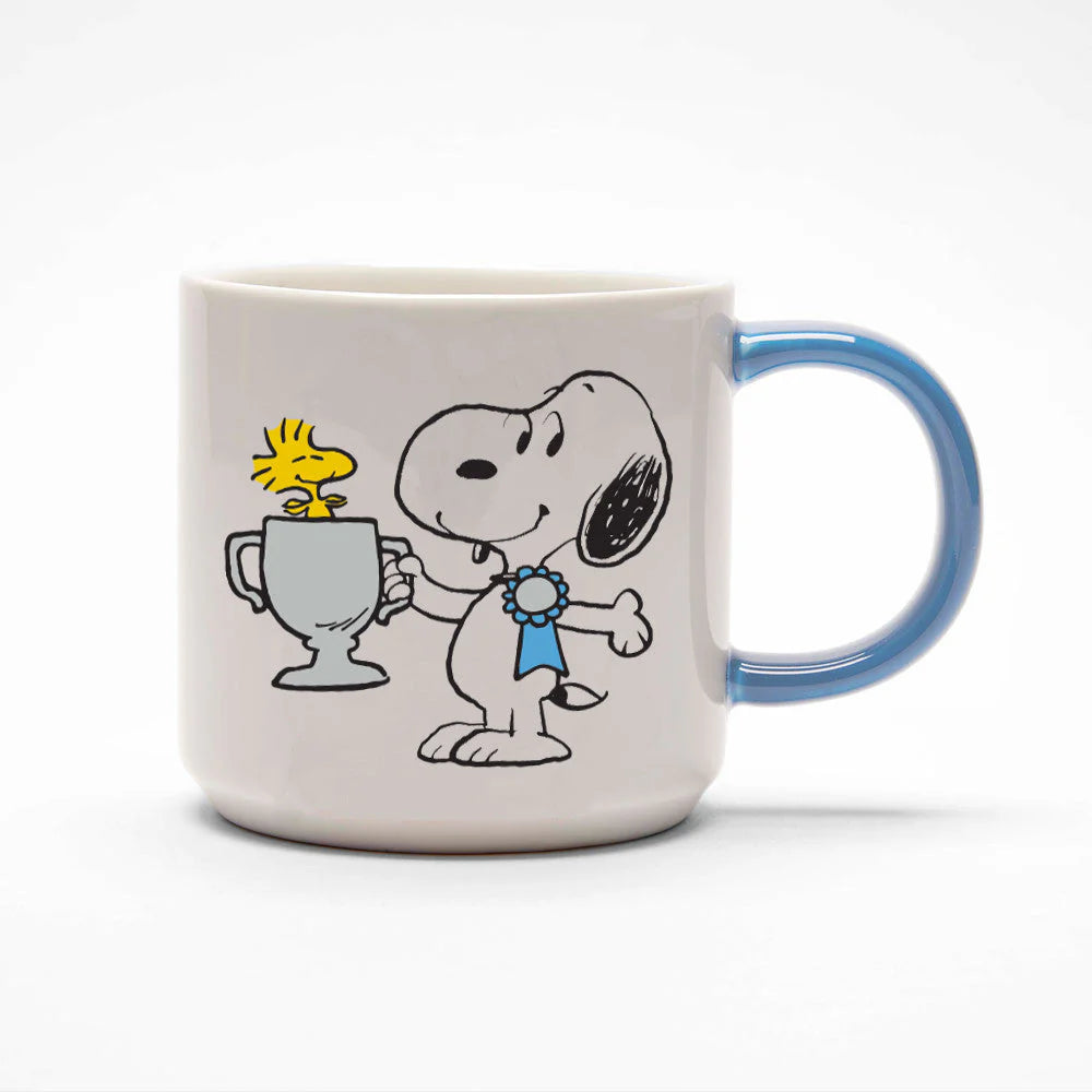 Snoopy Top Dog featuring Snoopy holding a trophy and ribbon on a white background