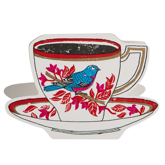 Birdy Teacup  | Letterpress Greeting Card