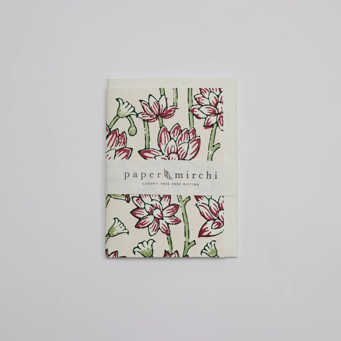 Lotus Cherry | Paper Mirchi Block Printed Greeting Card