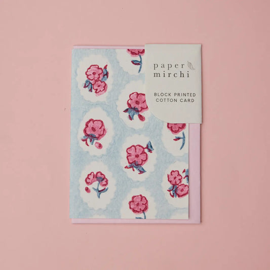 Scallop Tiles Pink Sorbet | Paper Mirchi Block Printed Greeting Card