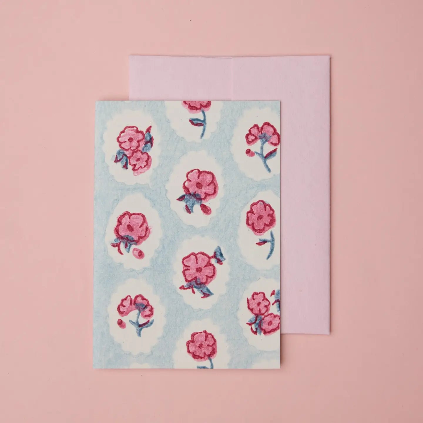 Scallop Tiles Pink Sorbet | Paper Mirchi Block Printed Greeting Card
