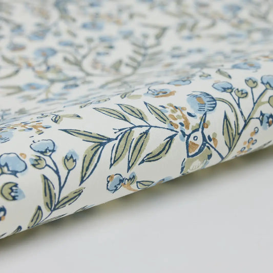 Song Birds Blue Stone | Paper Mirchi Block Printed Wrapping Paper