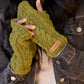 Pachamama Fairtrade Cableknit Chamonix Wool Fingerless Handwarmers | Moss Green
