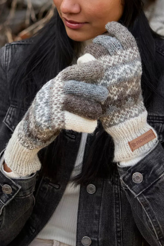 Pachamama Fairtrade Handknitted Wool Gloves | Neutral Greys