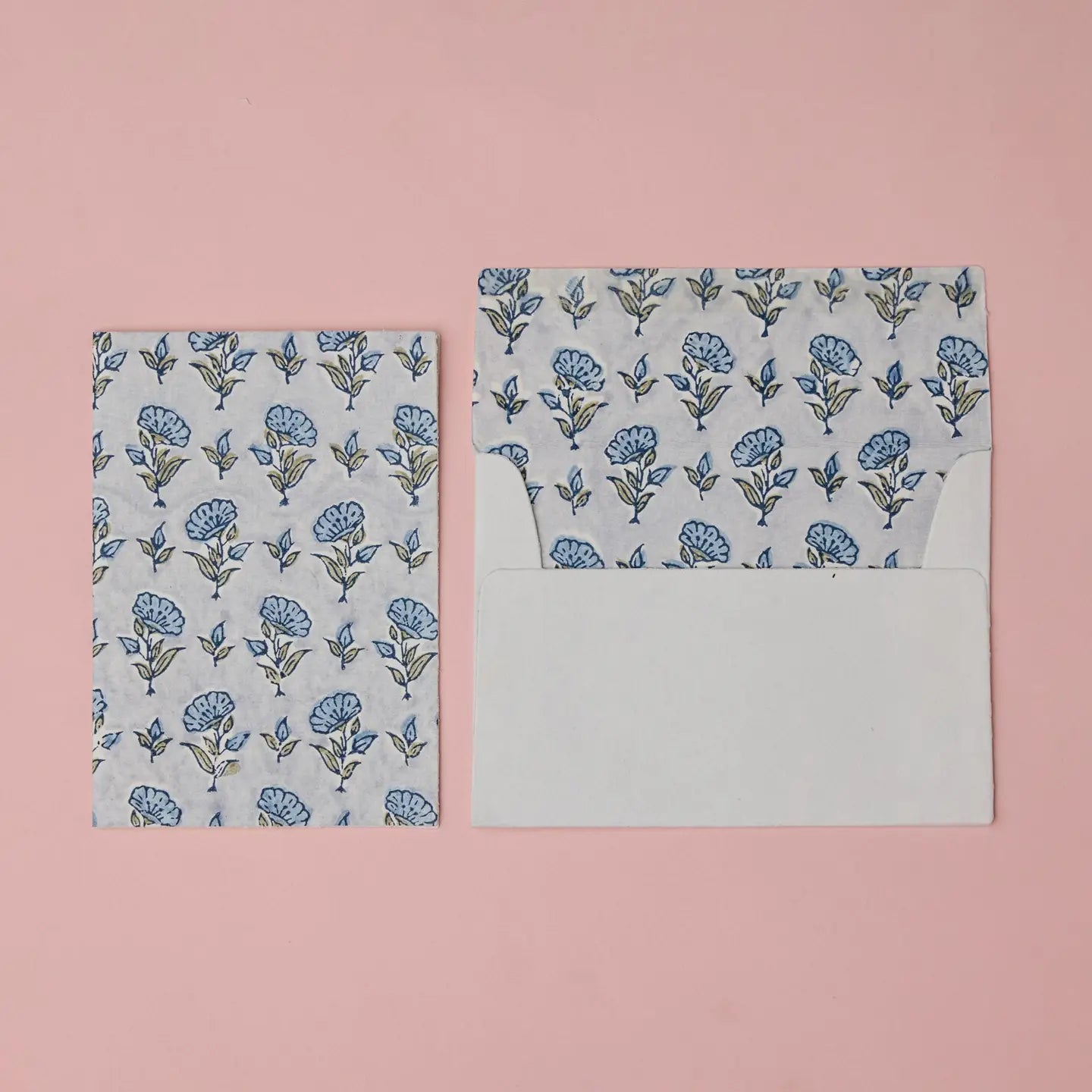 Ditsy Floral Blue Stone | Paper Mirchi Block Printed Greeting Card