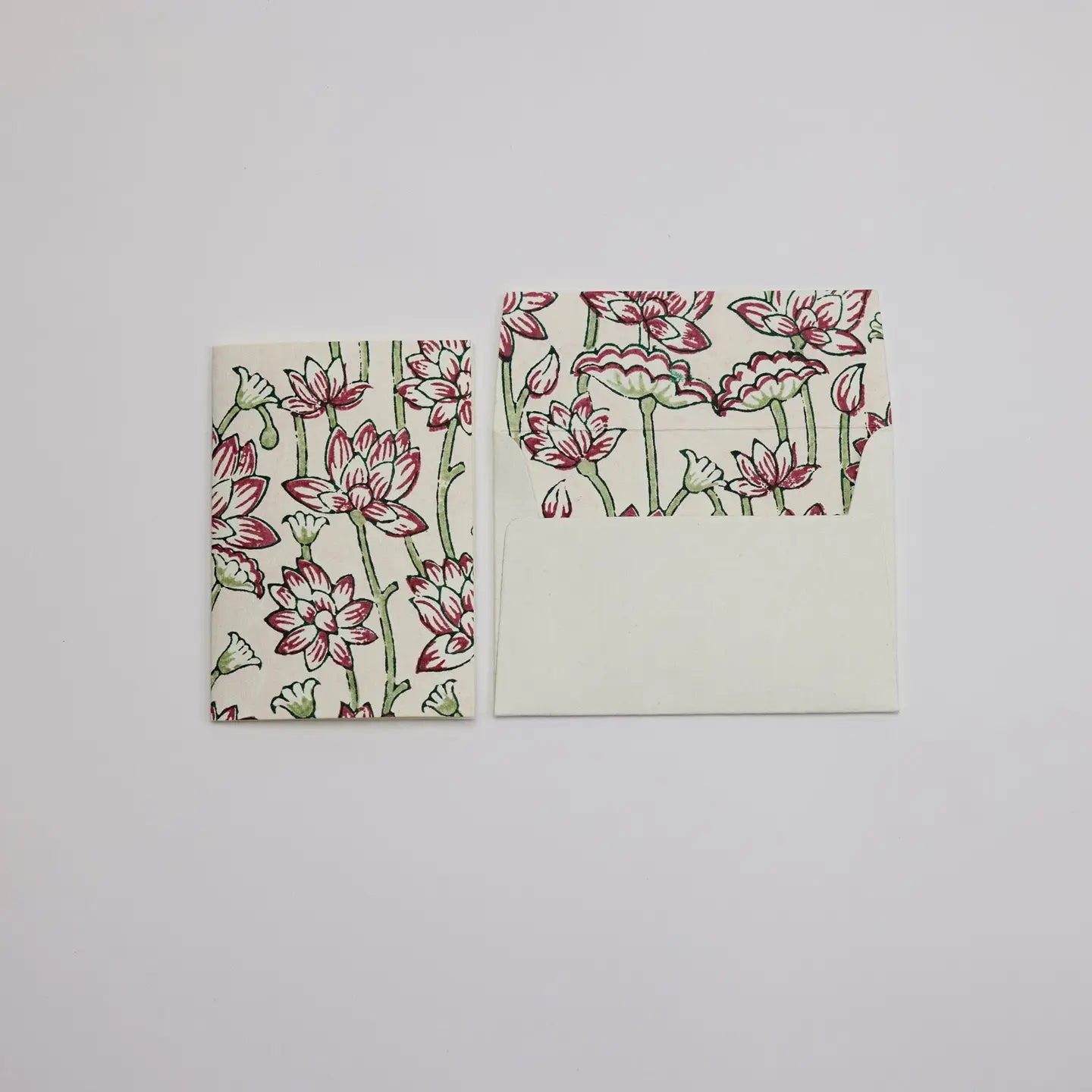 Lotus Cherry | Paper Mirchi Block Printed Greeting Card