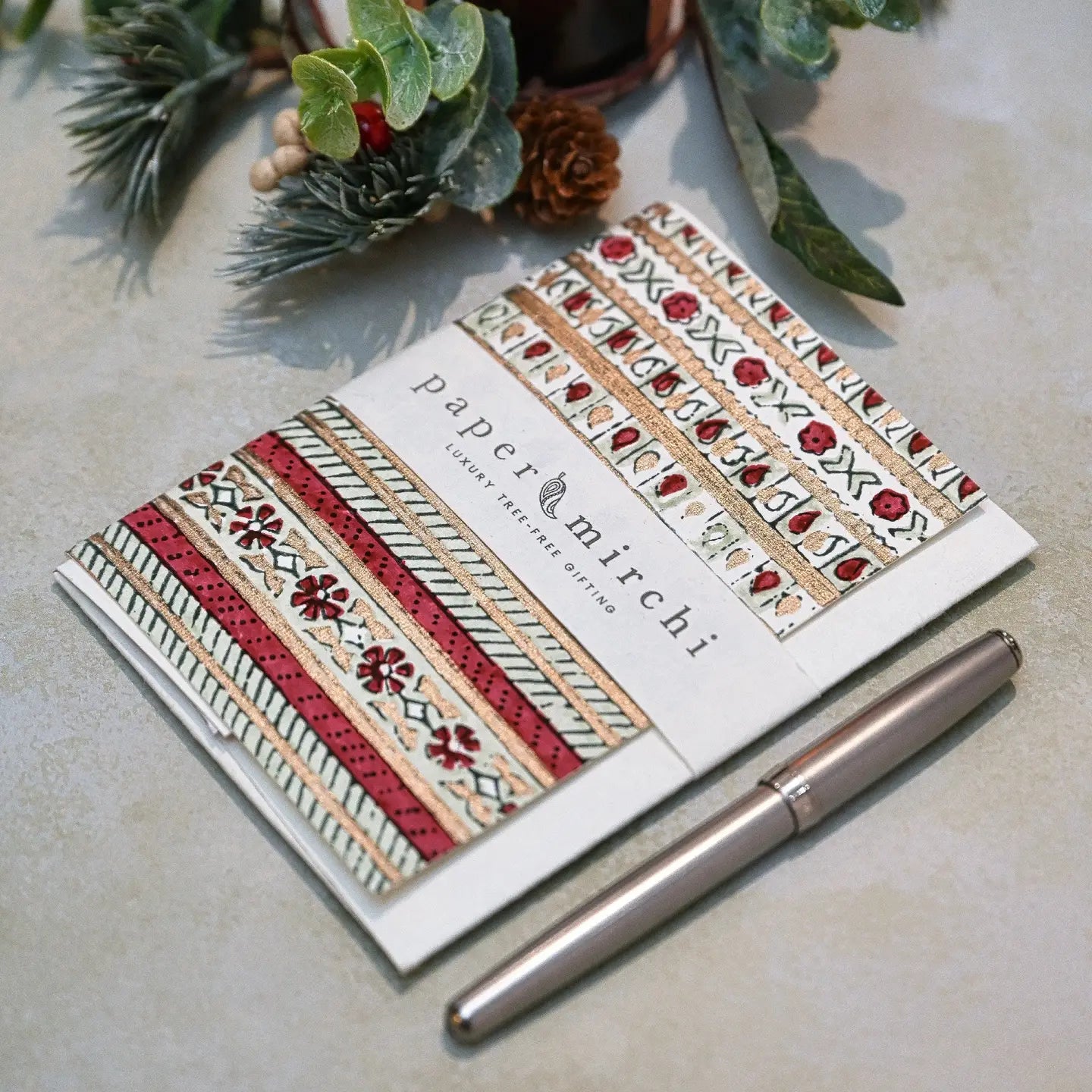 Gc Benares Festive | Paper Mirchi Block Printed Greeting Card