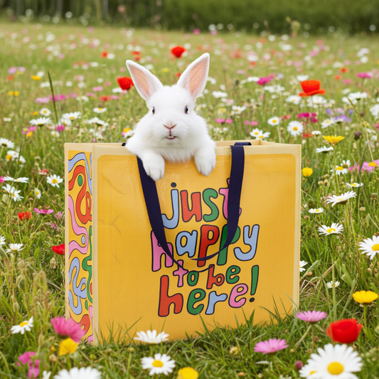 Just Happy To Be Here | Blue Q Recycled Shopper