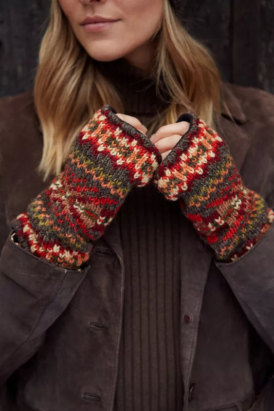Pachamama Fairtrade Moray Wool Fingerless Hand Warmers | Warm Earth Tones