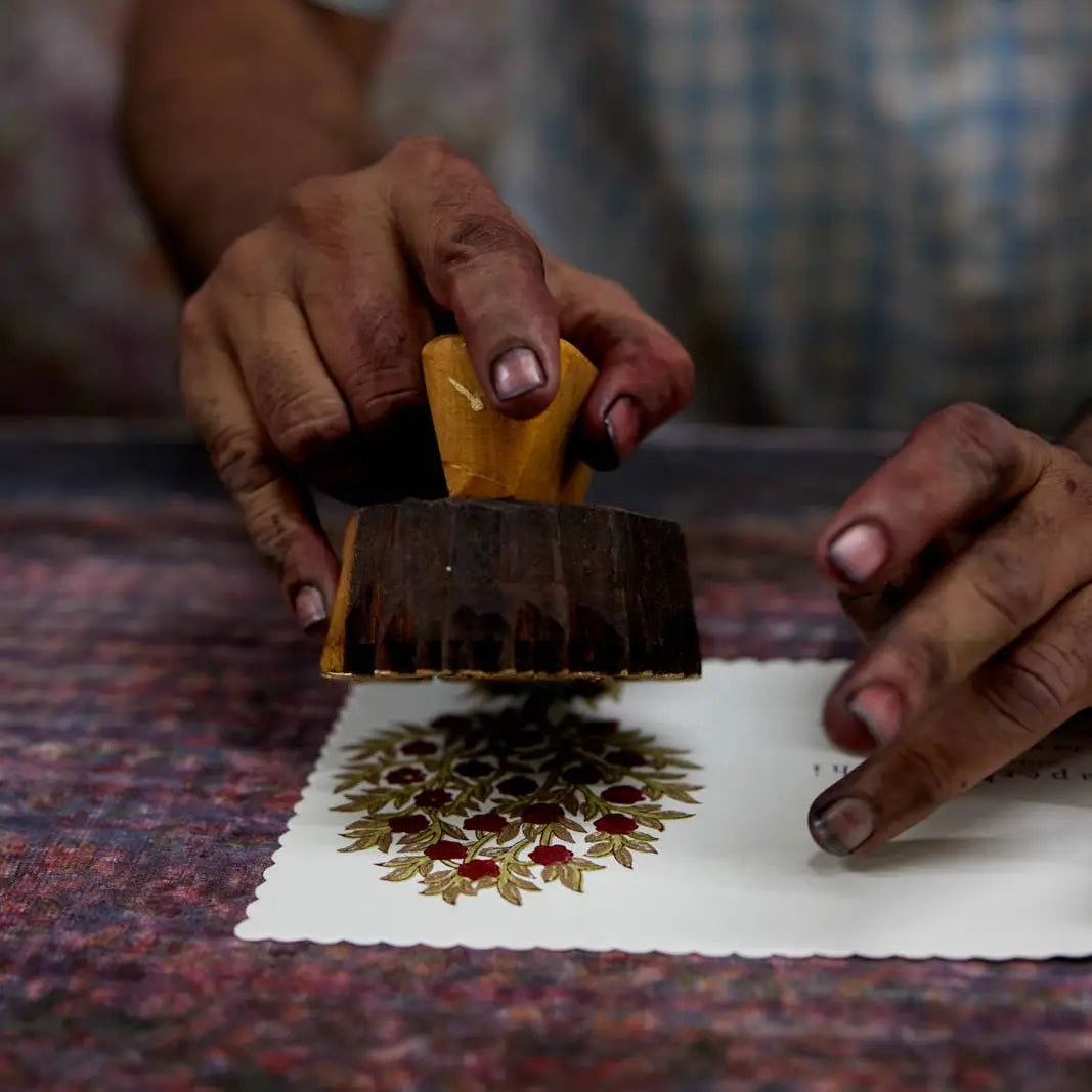 Gc Mogra Scarlet | Paper Mirchi Block Printed Greeting Card