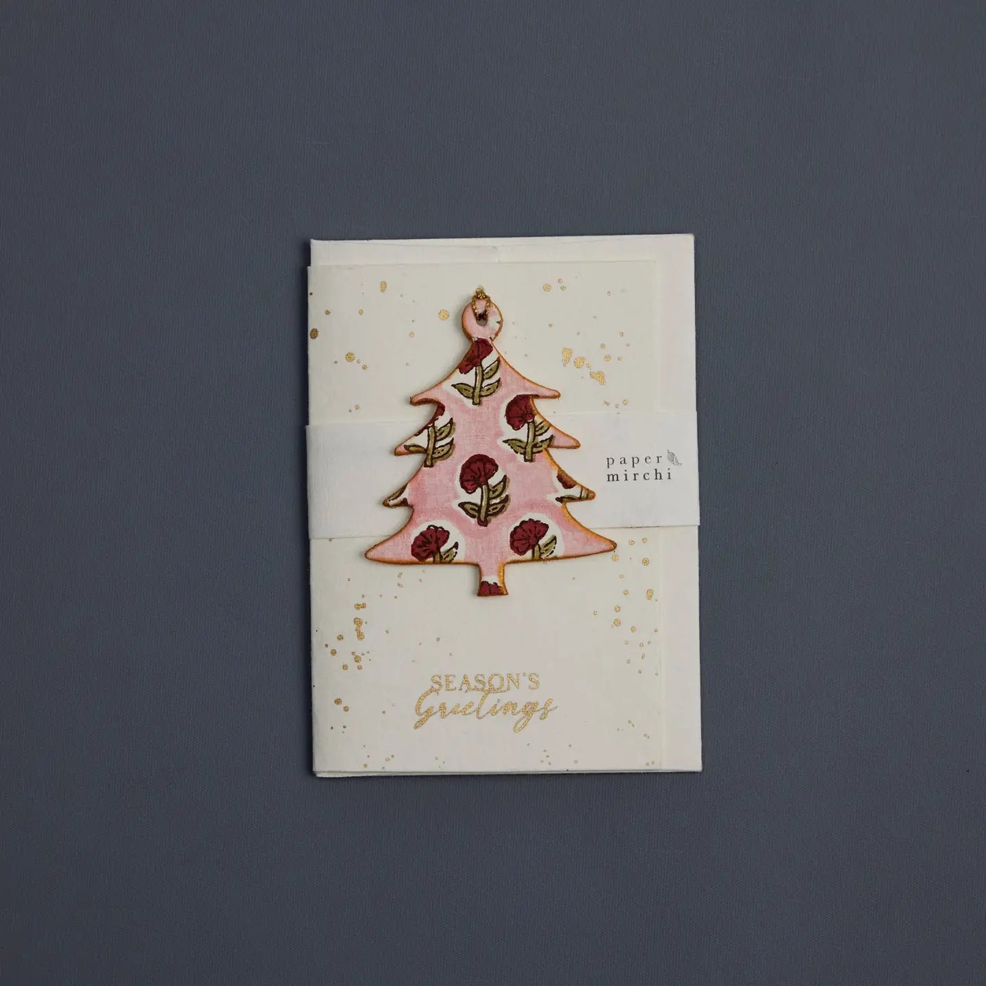 Tree Daisy Pink | Paper Mirchi Keepsake Ornament Christmas Card