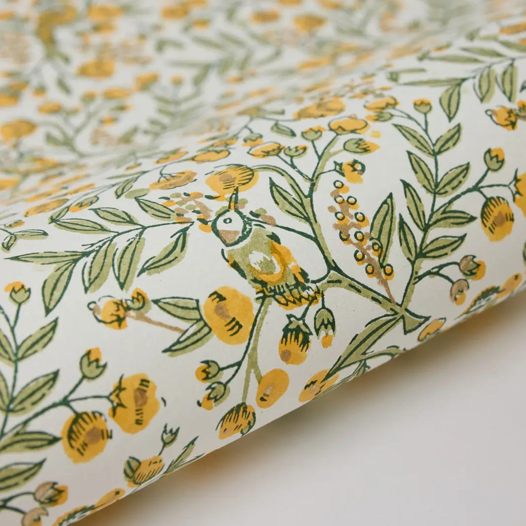 Song Birds Sunshine | Paper Mirchi Block Printed Wrapping Paper