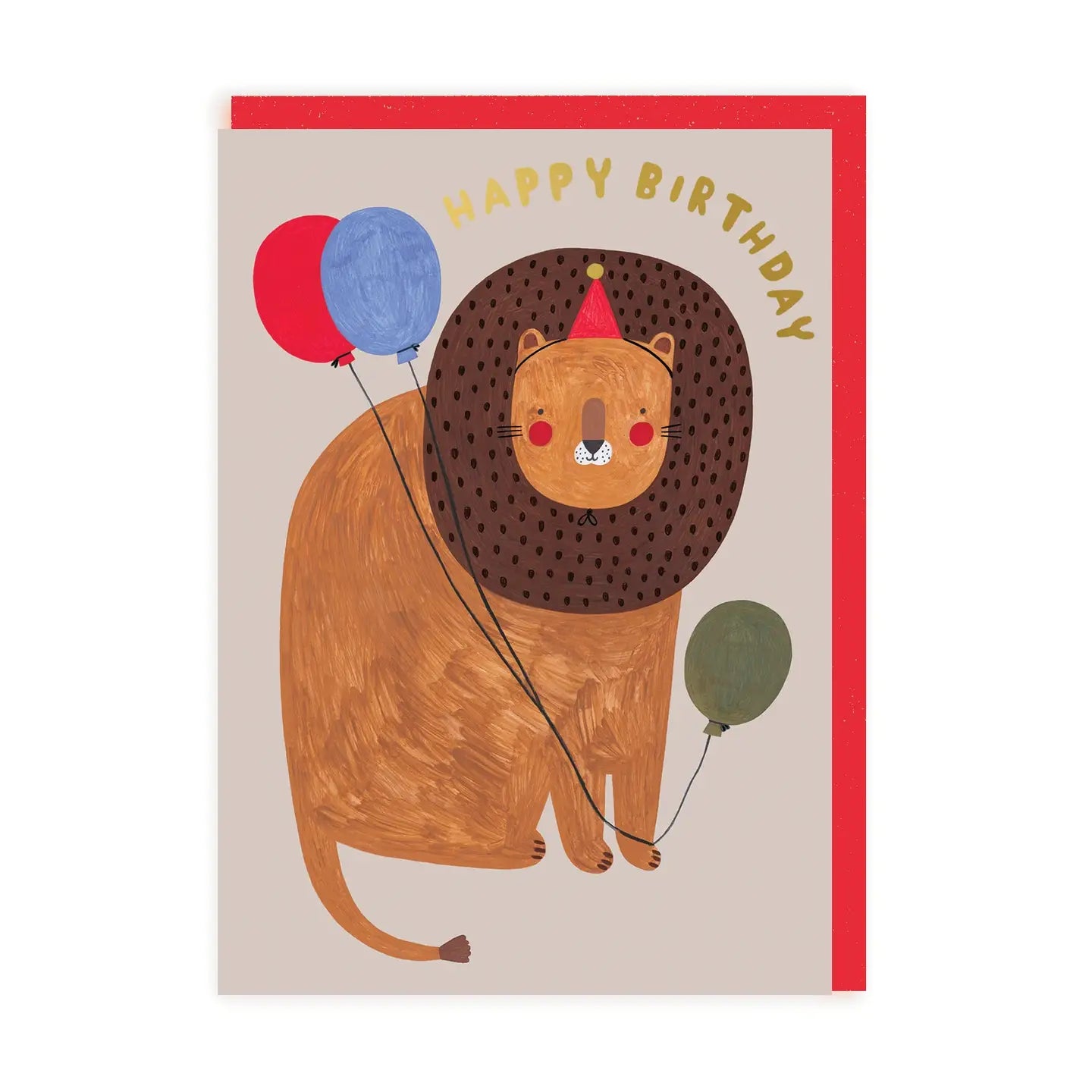 Lion With Balloons | Greeting Card