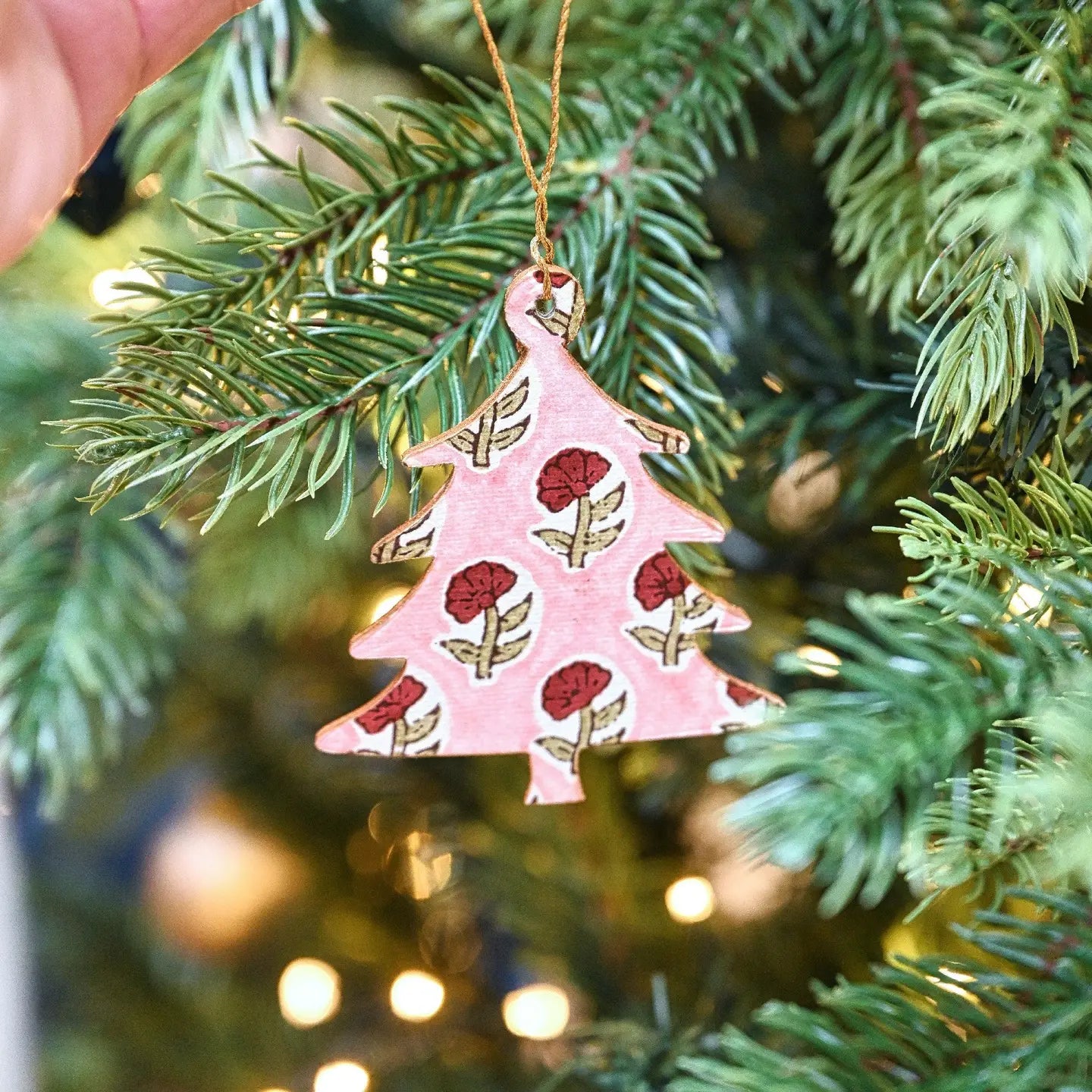 Tree Daisy Pink | Paper Mirchi Keepsake Ornament Christmas Card