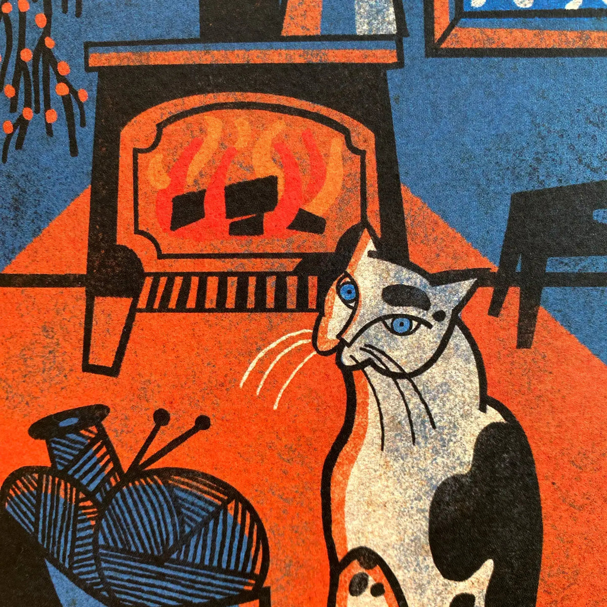 Cat In The Firelight | Greeting Card