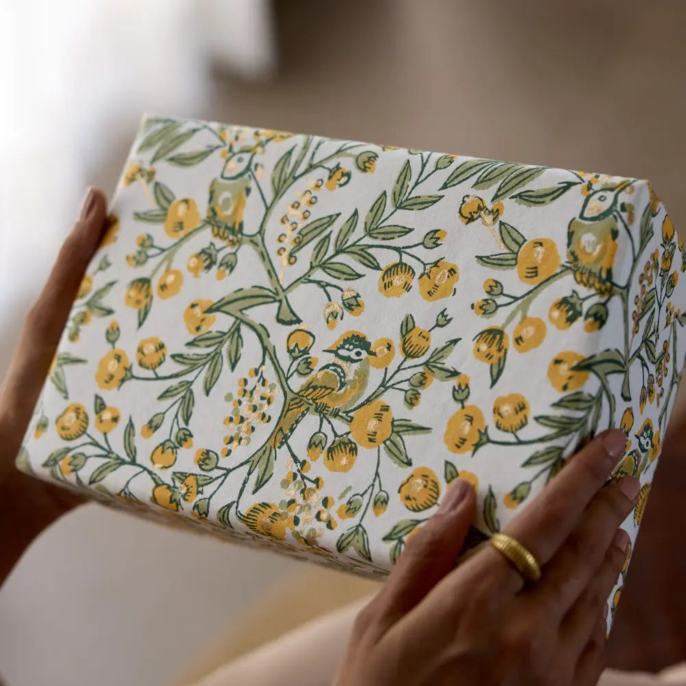 Song Birds Sunshine | Paper Mirchi Block Printed Wrapping Paper