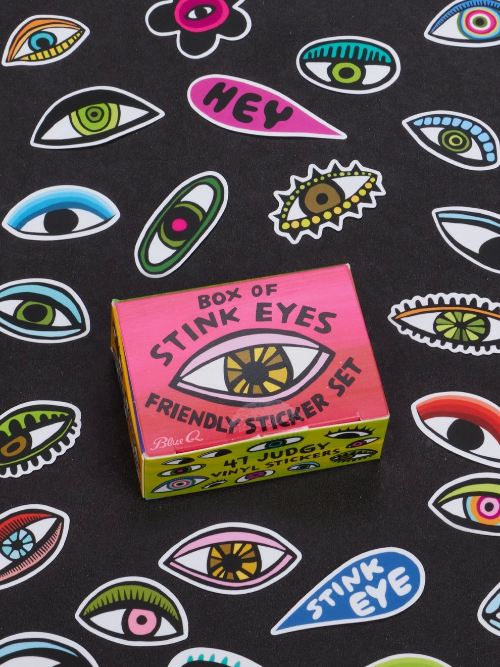 Box of Stink Eyes | Blue Q Sticker Set