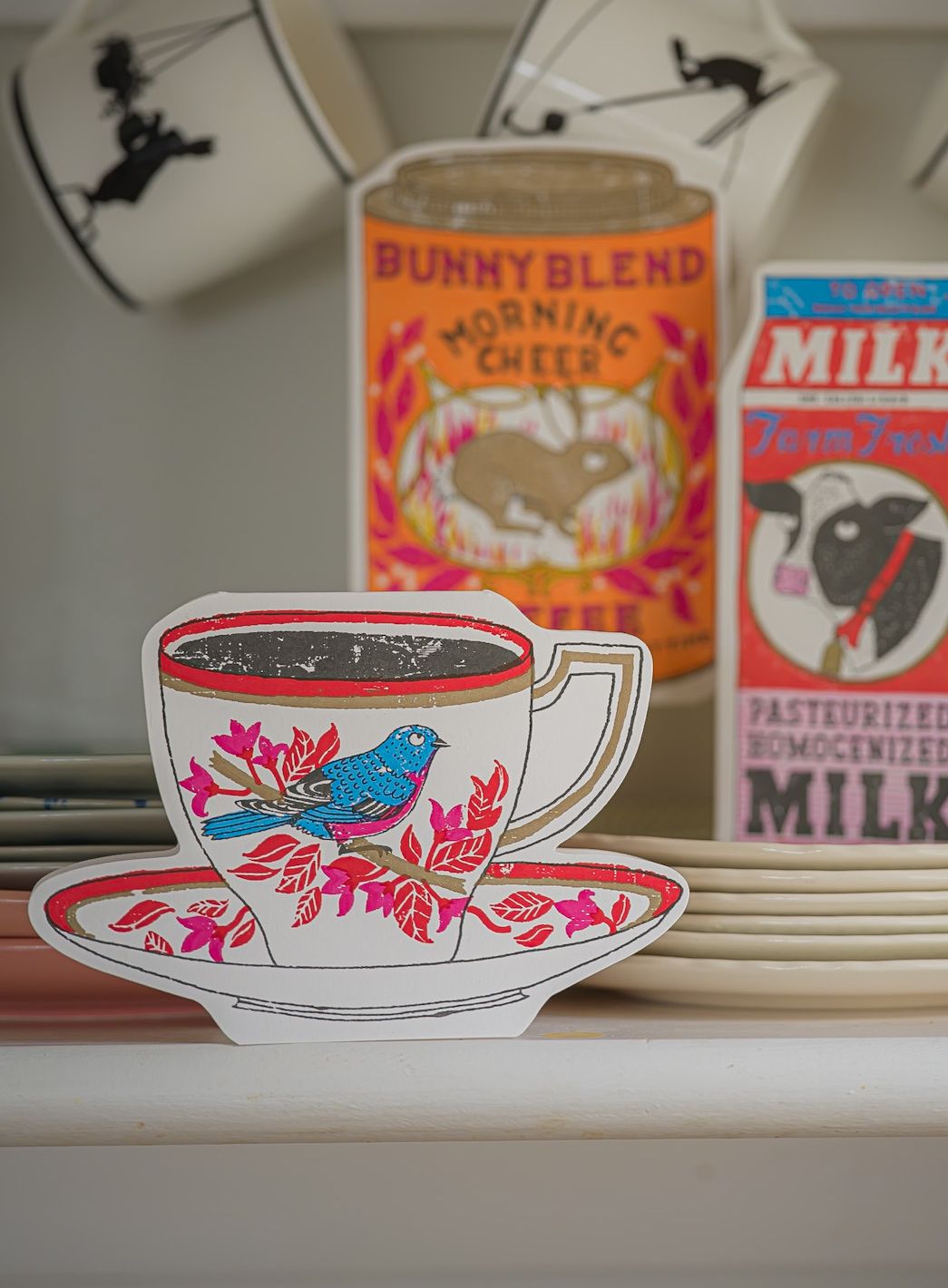 Birdy Teacup  | Letterpress Greeting Card