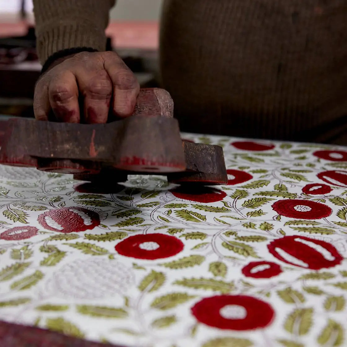 Marigold Glitz Scarlet | Paper Mirchi Block Printed Greeting Card