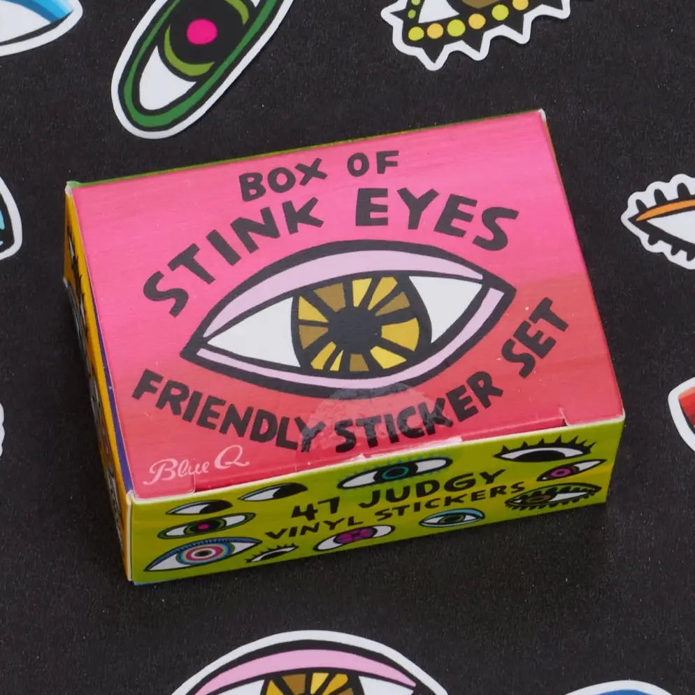 Box of Stink Eyes | Blue Q Sticker Set