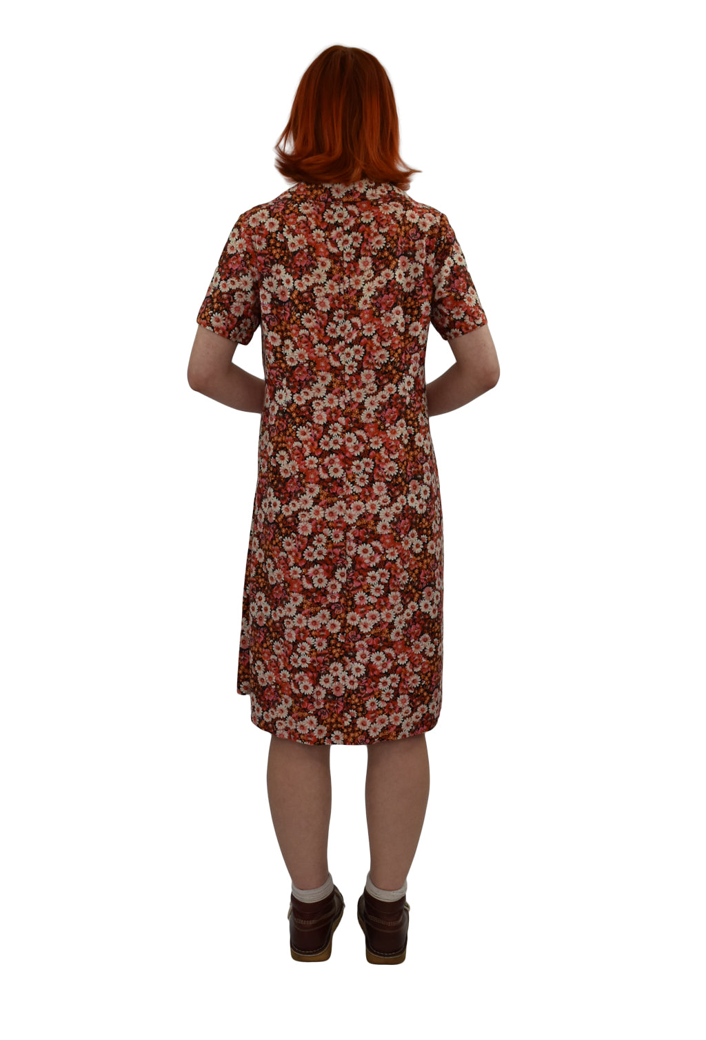 1970’s Zip Front Floral Dress With Dagger Collars | Vintage