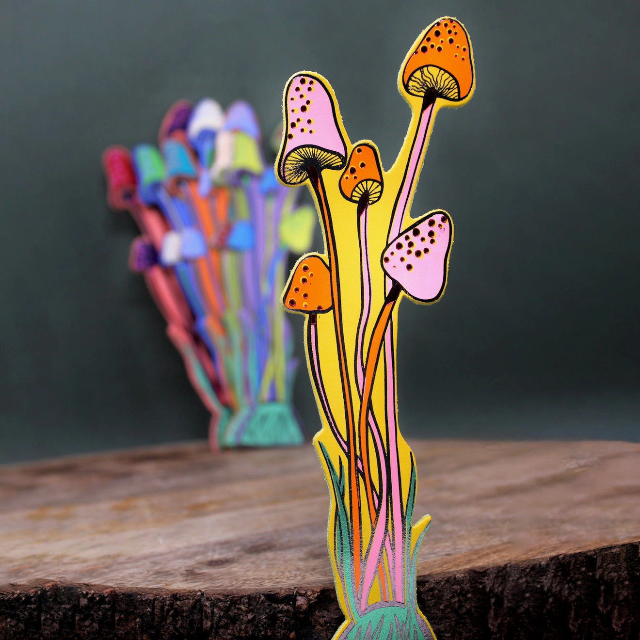 Mushrooms | Leather Bookmark