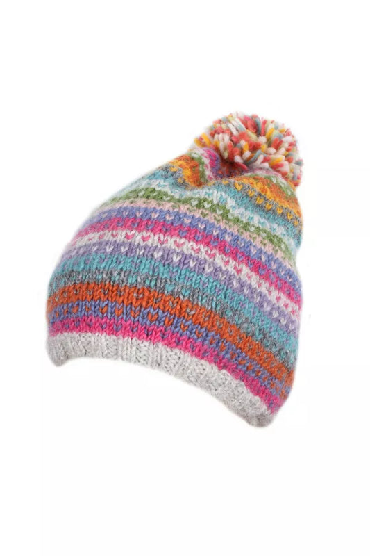 Pachamama Fairtrade Villarica Pastel Stripe | Wool Bobble Beanie