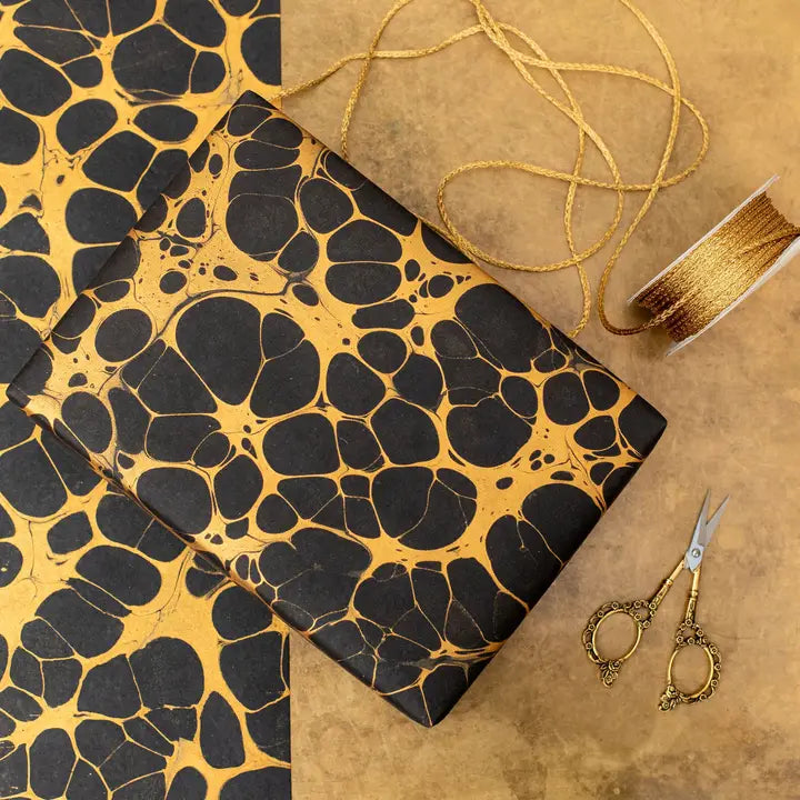 Bubbles Gold | Paper Mirchi Hand Marbled Wrapping Paper