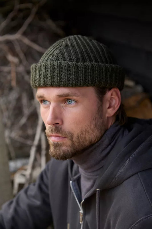Men’s Fairtrade Merino Wool Fisherman Beanie Hat | Moss Green
