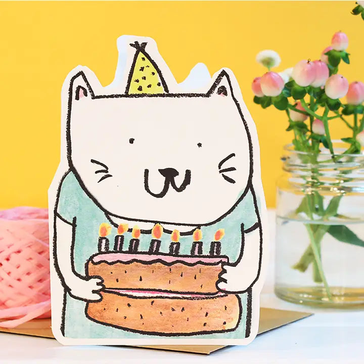 Birthday Cat Cut-out | Greeting Card