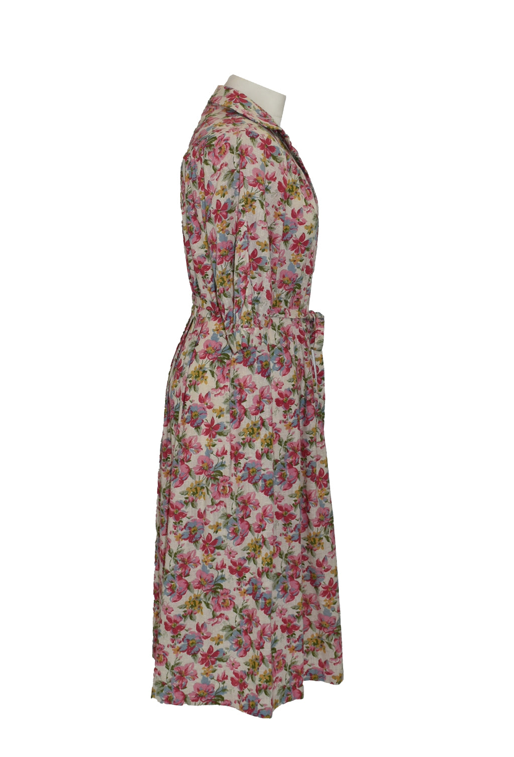 80’s Floral Pink Linen Sun Dress | Vintage