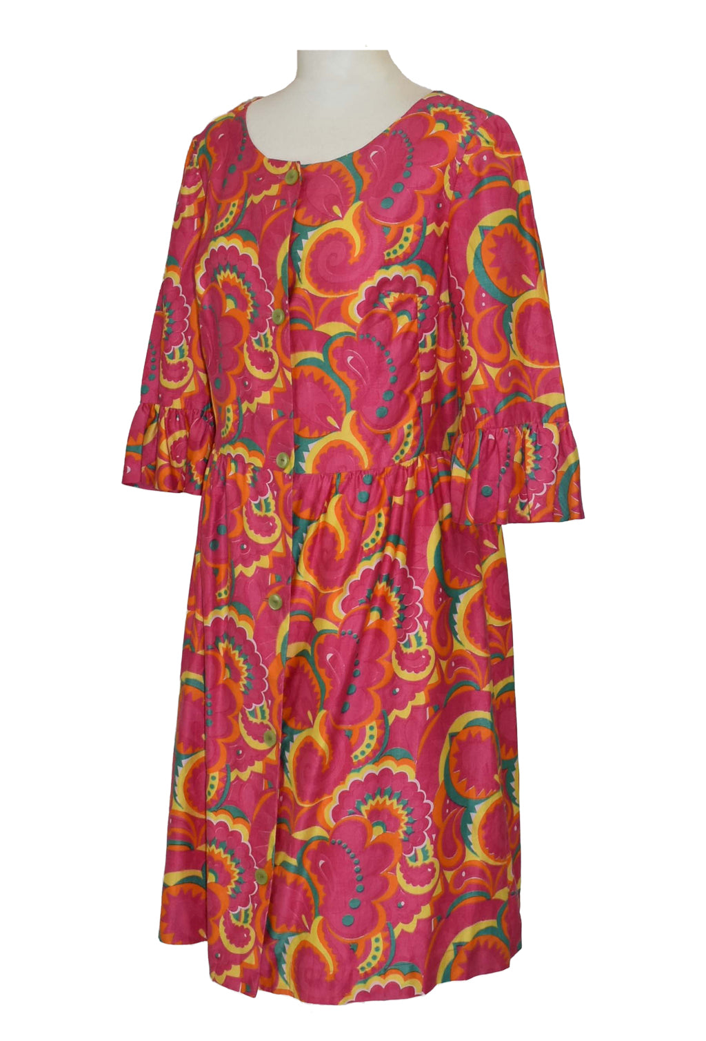 1970’s Bright Pink Paisley Print Dress | Vintage