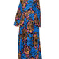 Dutch Wax Print Vivid Blue And Pink Maxi Dress | Vintage