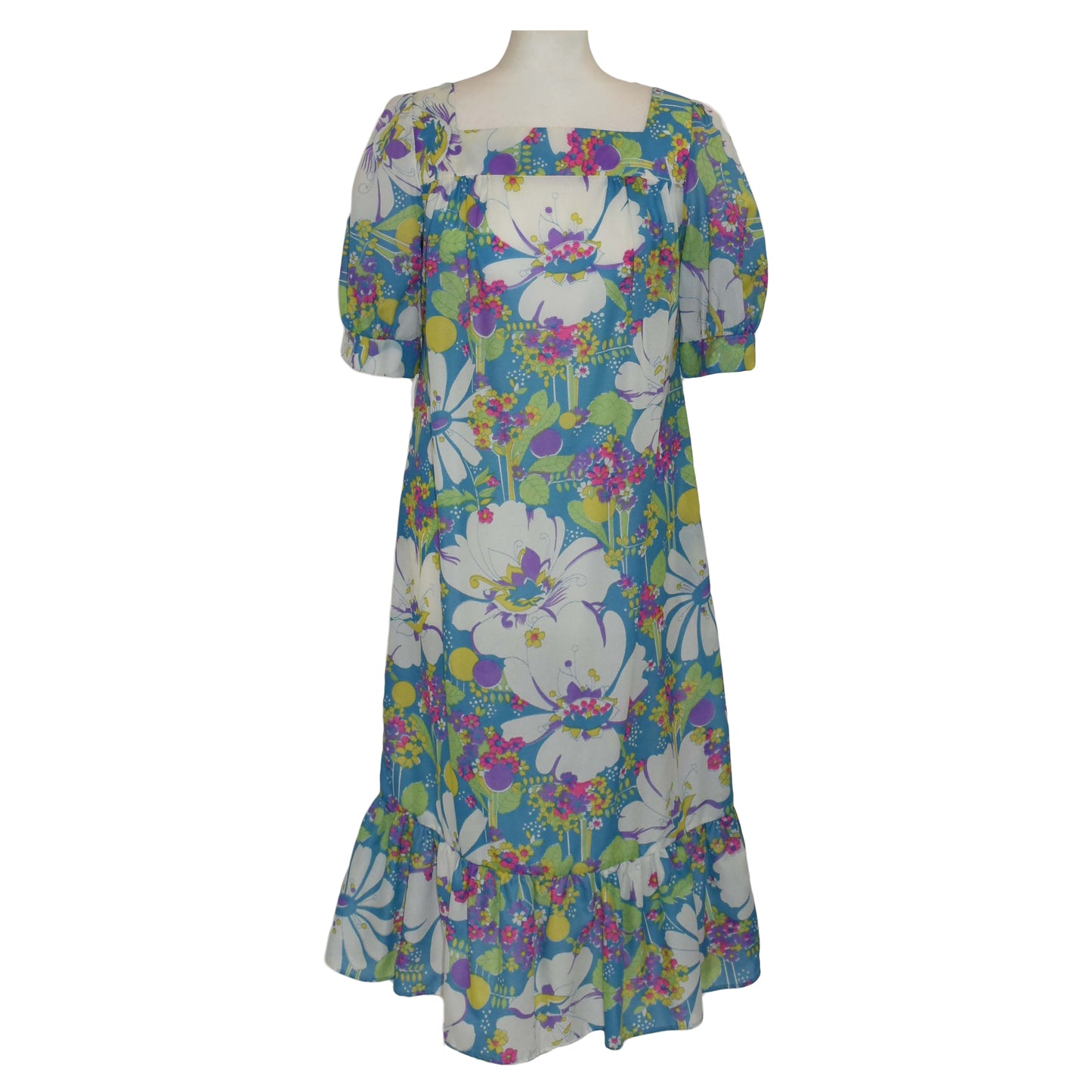 1970’s Flower Power Frill Hem Dress | Vintage