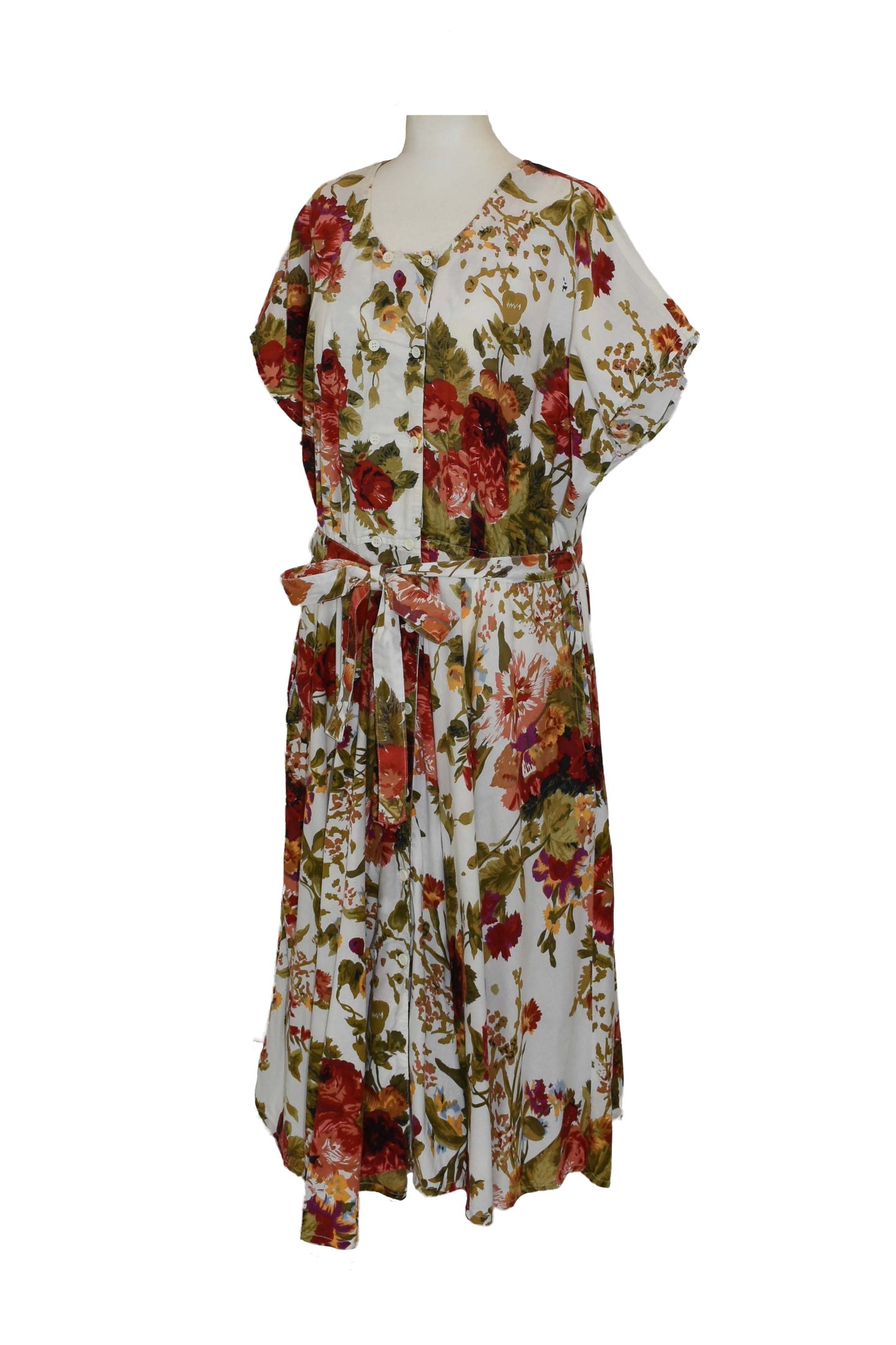 1980’s Floral Cotton Belted Dress | Vintage