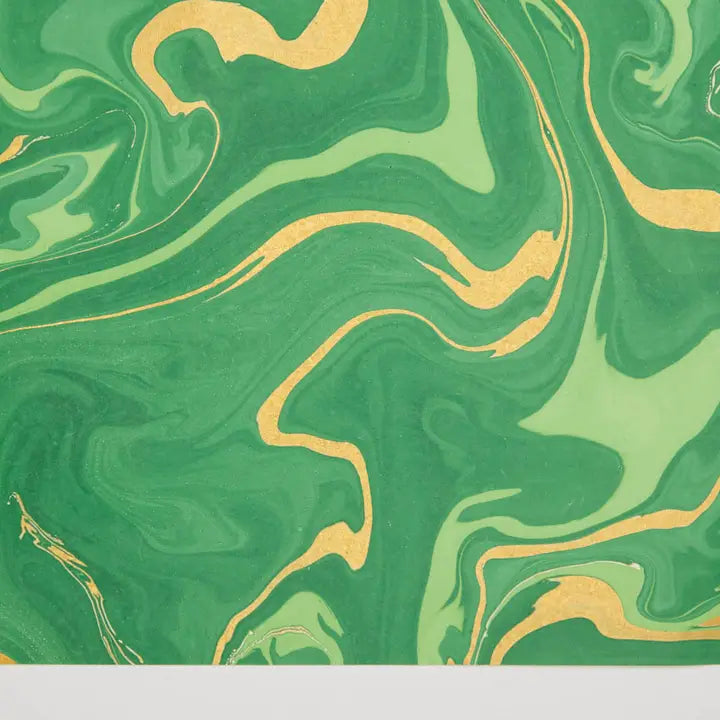 Free Spirit Emerald | Paper Mirchi Hand Marbled Wrapping Paper