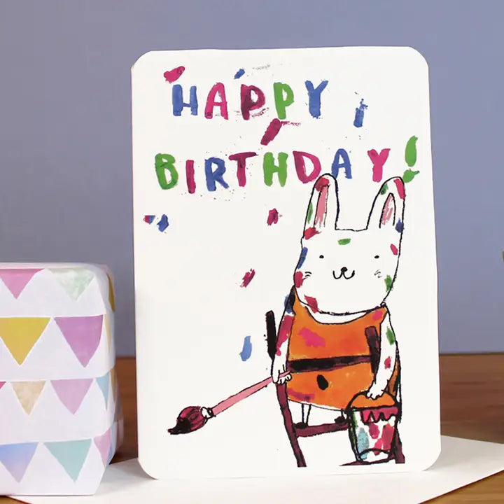 Happy Birthday Painting Bunny | Greeting Card