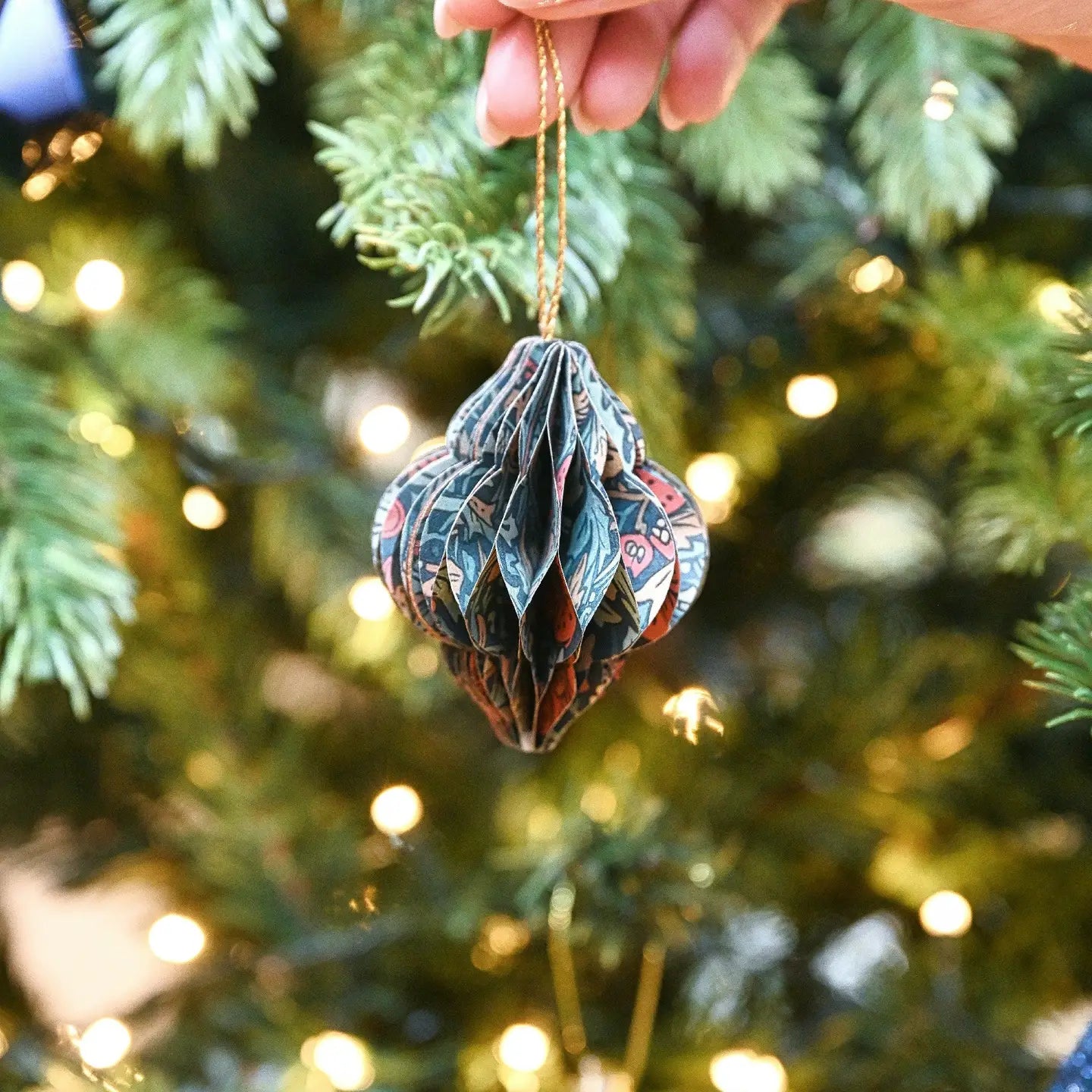 Honeycomb Lantern | Paper Mirchi Keepsake Ornament Christmas Card