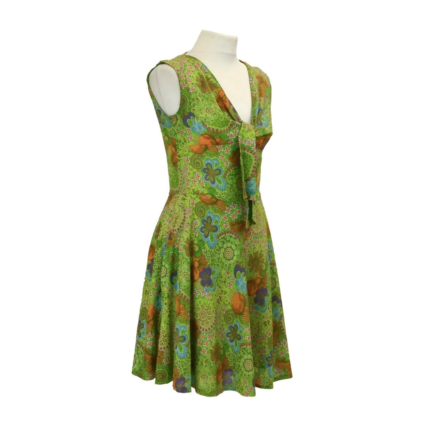 1970’s Green Floral Skater Dress | Vintage