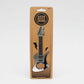 Steel bottle opener in the shape of an electric guitar on card backing