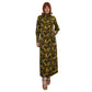 Vintage 70s flower power maxi dress brown yellow 