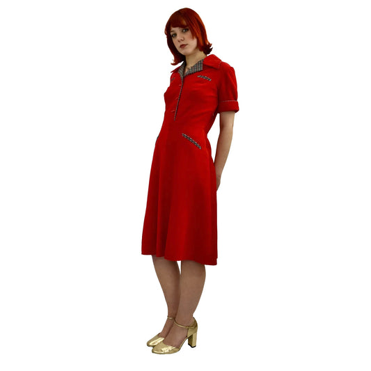 1970’s Red Corduroy A-Line Dress | Vintage